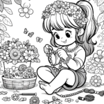 Girl Making Flower Necklace