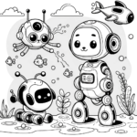 AI Pets Design – Imaginary Robot Coloring Page