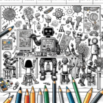 AI Art Festival Scene  – Coloring page