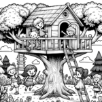 Children Playing In A Treehouse